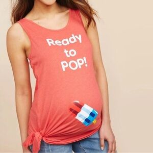 NWOT* Motherhood Maternity Women’s M “Ready to Pop” Heathered Red Sleeveless Top
